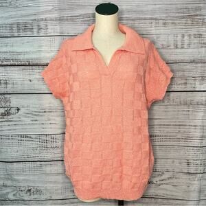 EvoStyle XL Knit Short Sleeve V Neck Short Sleeve Sweater Textured NEW